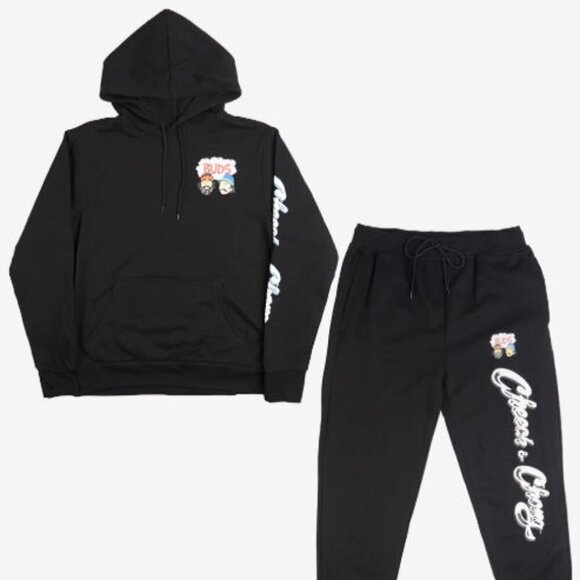 MENS CHEECH AND CHONG HOODIE JOGGER SET BLACK SIZE: M NEW - Picture 1 of 4